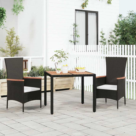 Vidaxl tuintafel met houten blad poly ratten en acaciahout zwart