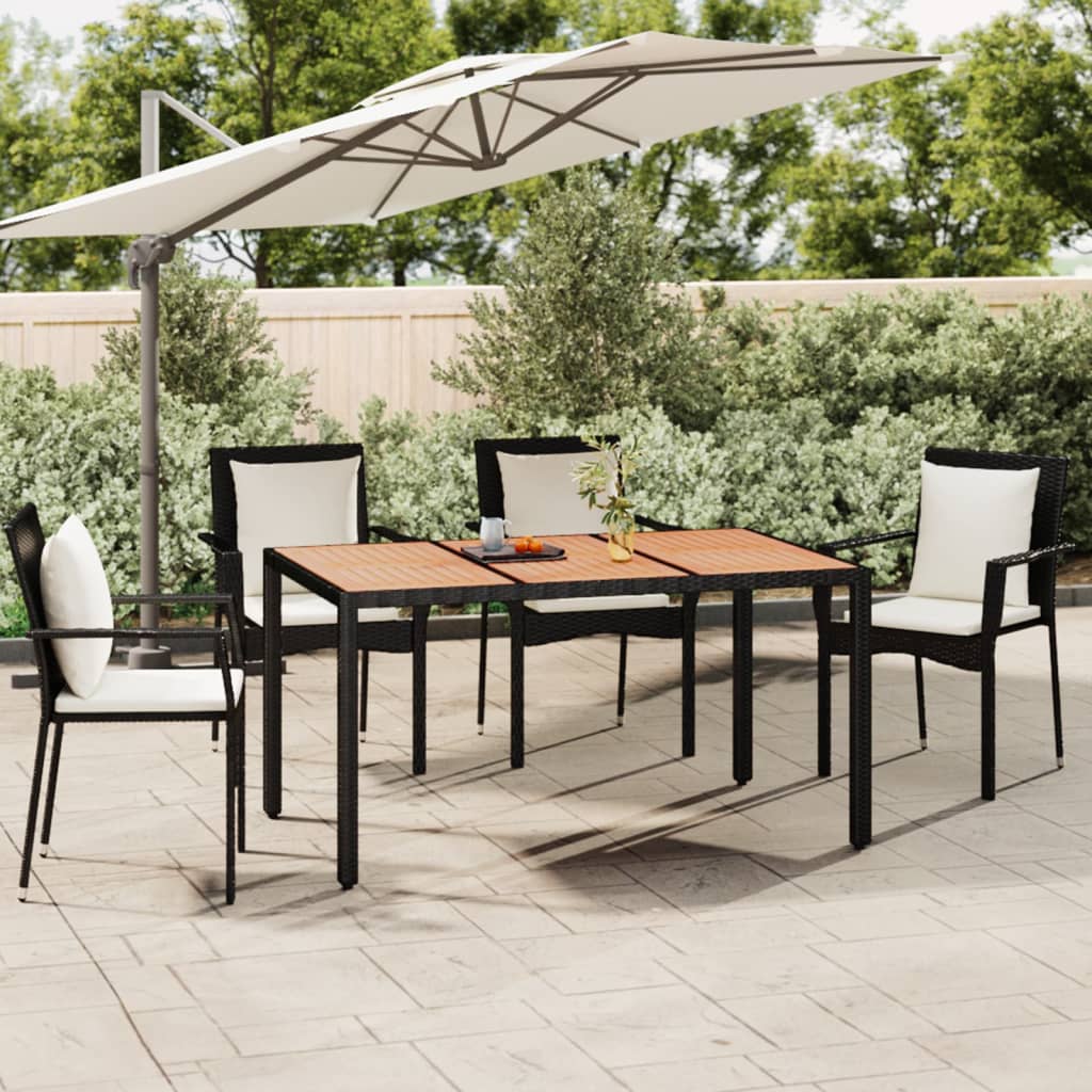 Vidaxl tuintafel met houten blad poly ratten en acaciahout zwart