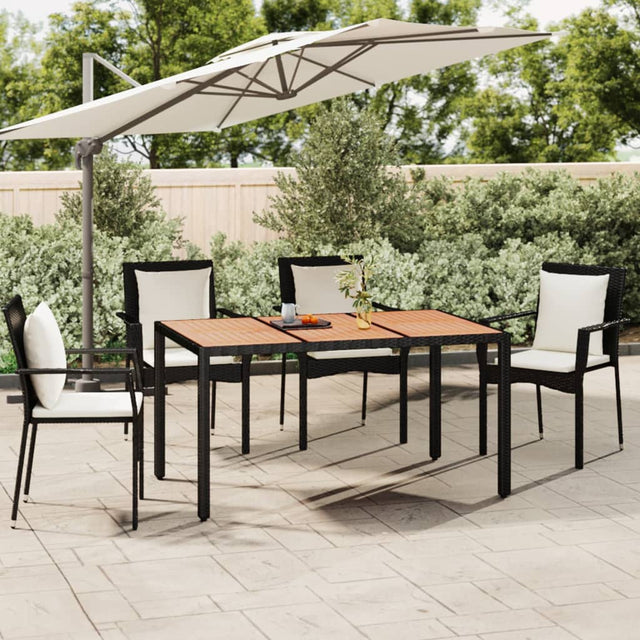 Vidaxl tuintafel met houten blad poly ratten en acaciahout zwart