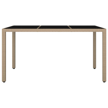 Vidaxl tuintafel met glazen blad poly rattan en gehard glas beige