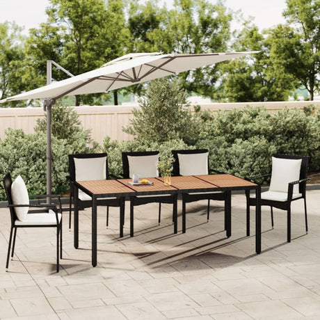 Vidaxl tuintafel met houten blad poly ratten en acaciahout zwart