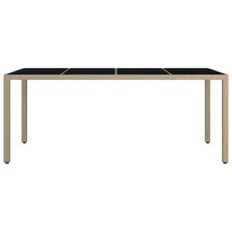 Vidaxl tuintafel met glazen blad poly rattan en gehard glas beige