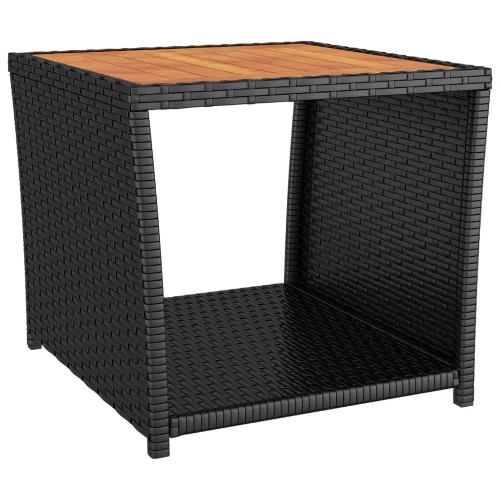Vidaxl salontafel met houten blad poly ratten en acaciahout zwart
