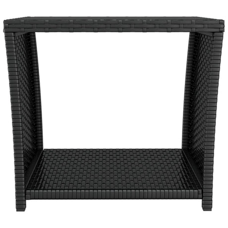 Vidaxl salontafel met glazen blad poly rattan en gehard glas zwart