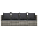 Vidaxl loungebed met kussens poly rattan grijs