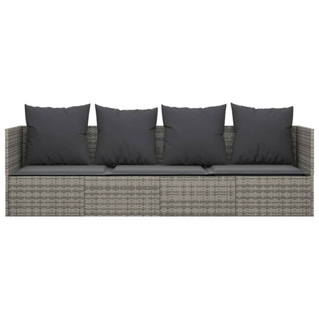 Vidaxl loungebed met kussens poly rattan grijs