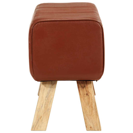 Vidaxl bokbank 110 cm echt leer en massief mangohout bruin
