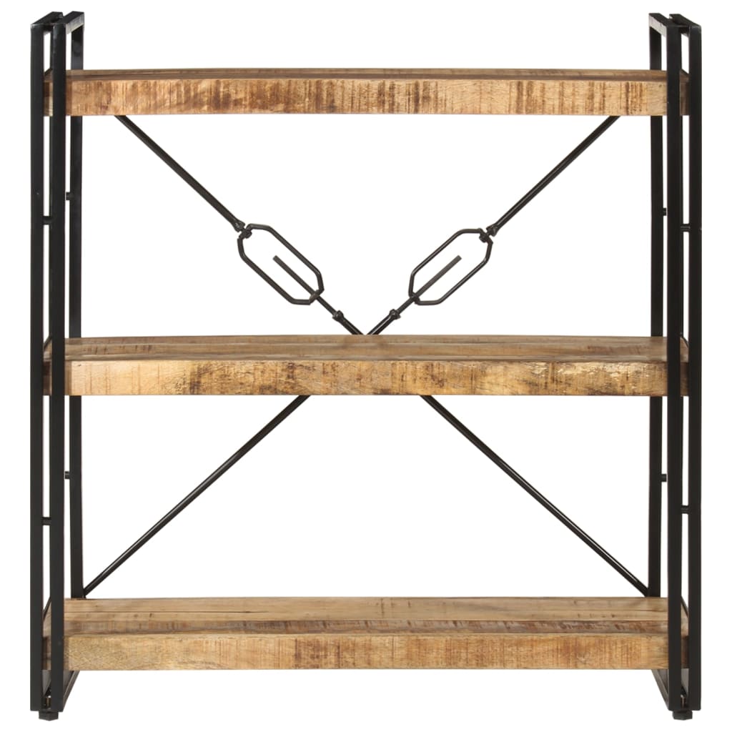 Vidaxl boekenkast 3-laags 77x30x80 cm massief mangohout en ijzer