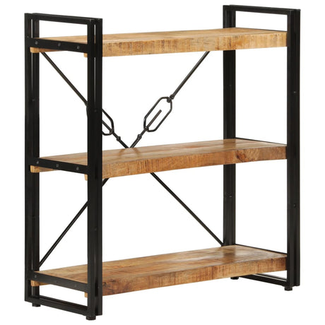 Vidaxl boekenkast 3-laags 77x30x80 cm massief mangohout en ijzer