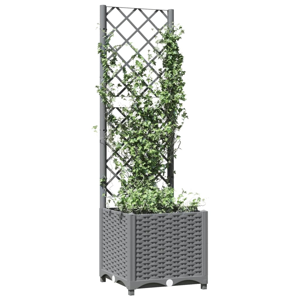 Vidaxx Pflanzgefäß mit Spalier 40x40x136 cm Polypropylen hellgrau