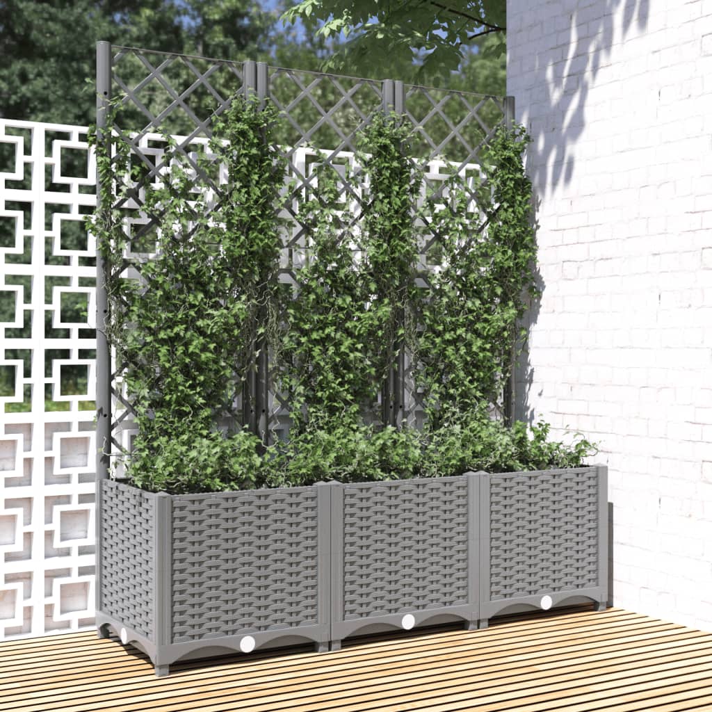 Vidaxx Pflanzgefäß mit Spalier 120x40x136 cm Polypropylen hellgrau