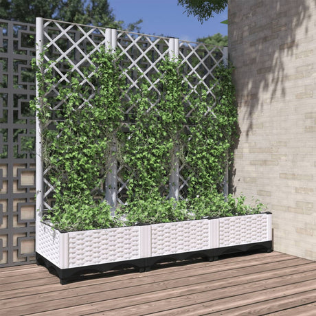Vidaxxl Pflanzgefäß mit Spalier weiß 120x40x121,5 cm PP