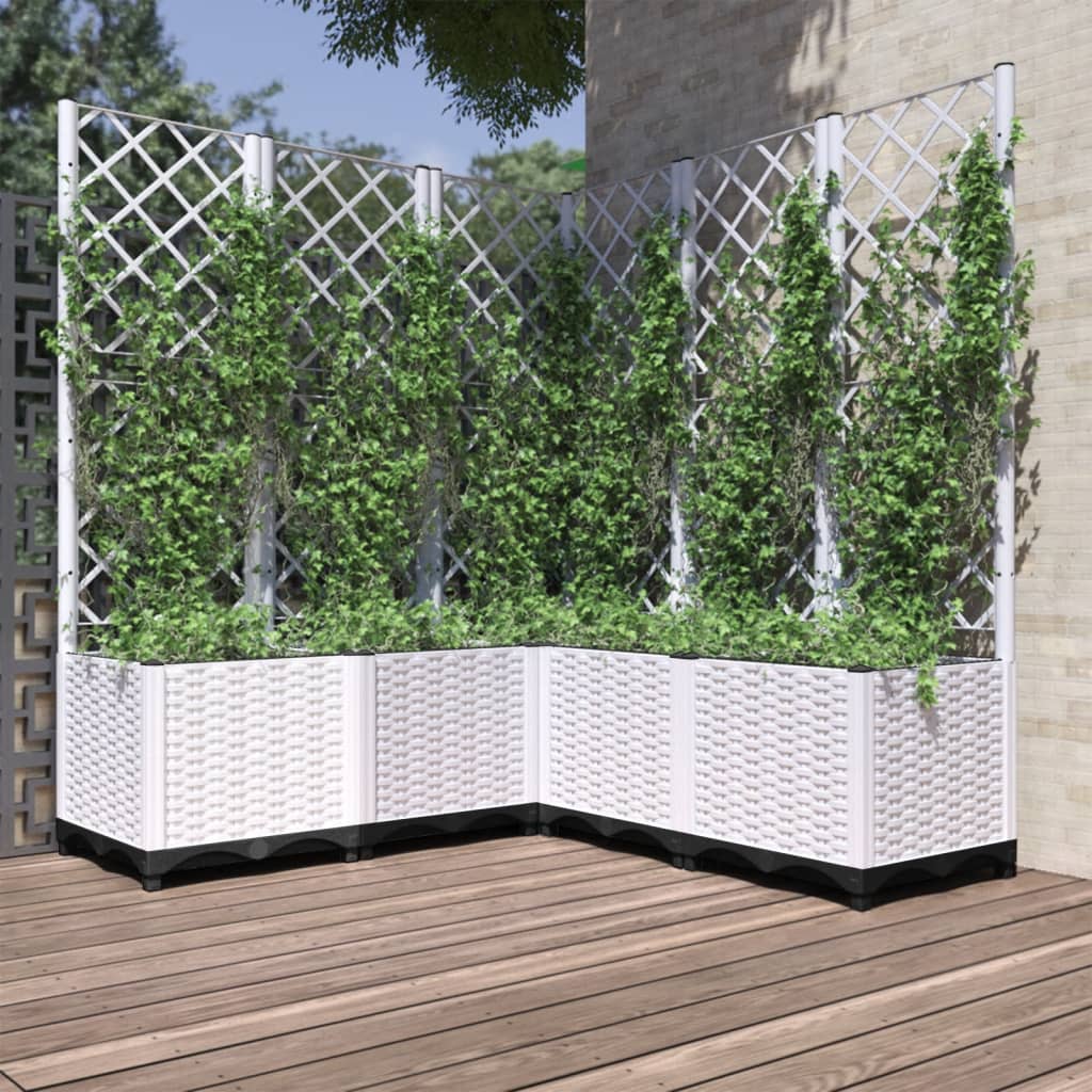 Vidaxx Pflanzgefäß mit Spalier 120x120x136 cm Polypropylen weiß