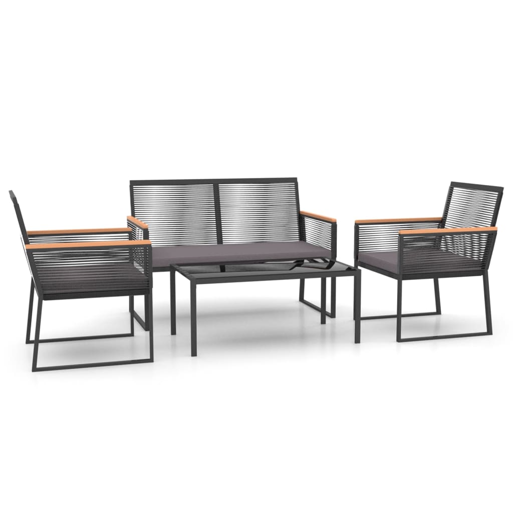 Vidaxl 4-delige loungeset met kussens staal zwart