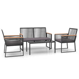 Vidaxl 4-delige loungeset met kussens staal zwart