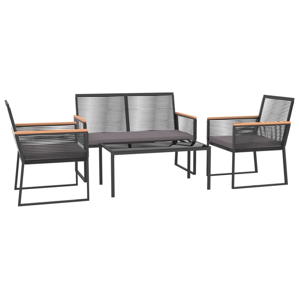 Vidaxl 4-delige loungeset met kussens staal zwart