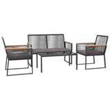 Vidaxl 4-delige loungeset met kussens staal zwart