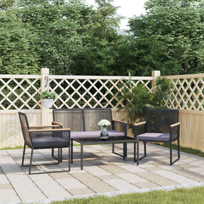 Vidaxl 4-delige loungeset met kussens staal zwart