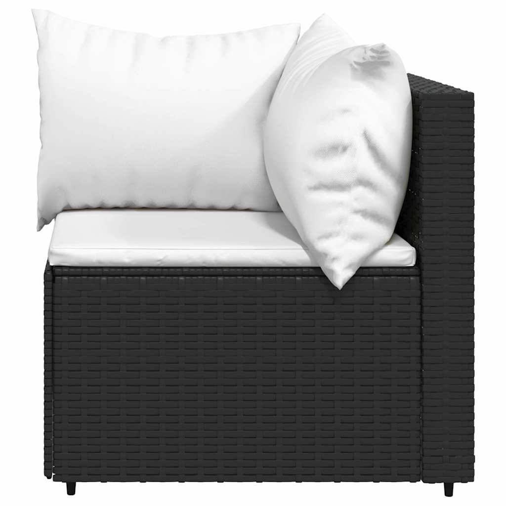 Vidaxl tuinhoekbank met kussens poly rattan zwart