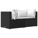 Vidaxl tuinhoekbanken met kussens 2 st poly rattan zwart