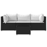 Vidaxl 4-delige loungeset met kussens poly rattan zwart
