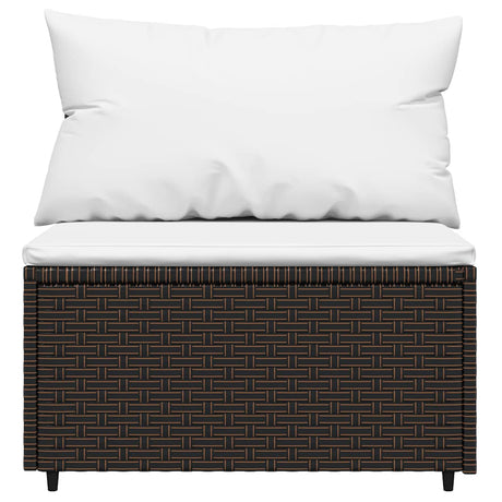Vidaxl tuinmiddenbank met kussens poly rattan bruin