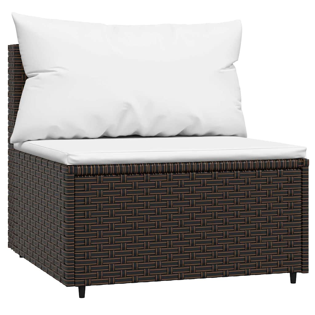 Vidaxl tuinmiddenbanken met kussens 2 st poly rattan bruin