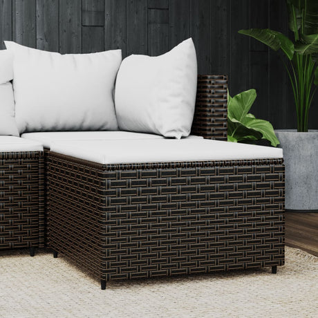 Vidaxl voetensteun met kussen poly rattan bruin