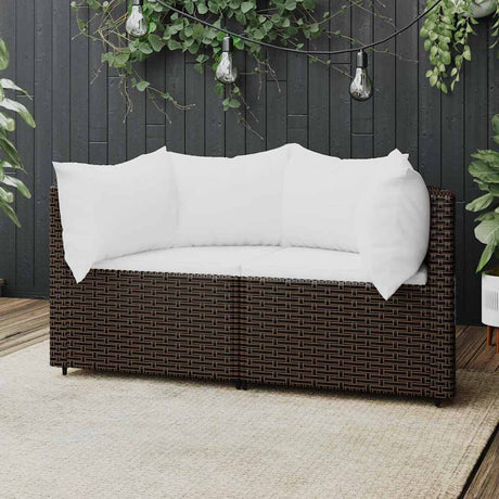 Vidaxl tuinhoekbanken met kussens 2 st poly rattan bruin