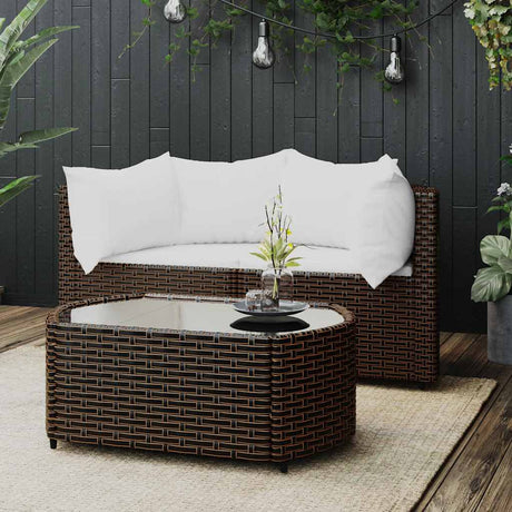 Vidaxl 3-delige loungeset met kussens poly rattan bruin