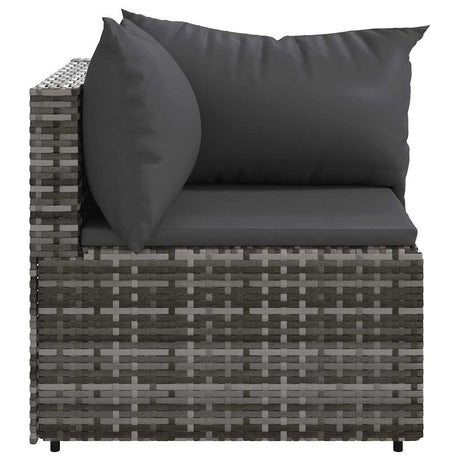 Vidaxl tuinhoekbank met kussens poly rattan grijs