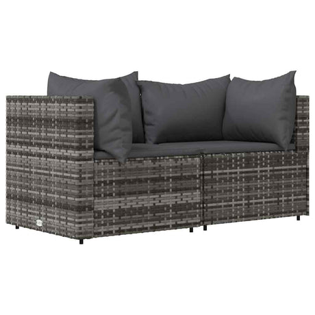 Vidaxl 3-delige loungeset met kussens poly rattan grijs