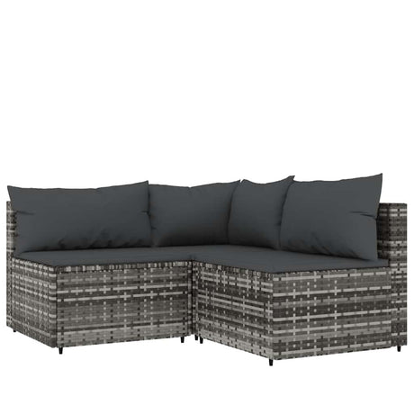 Vidaxl 4-delige loungeset met kussens poly rattan grijs