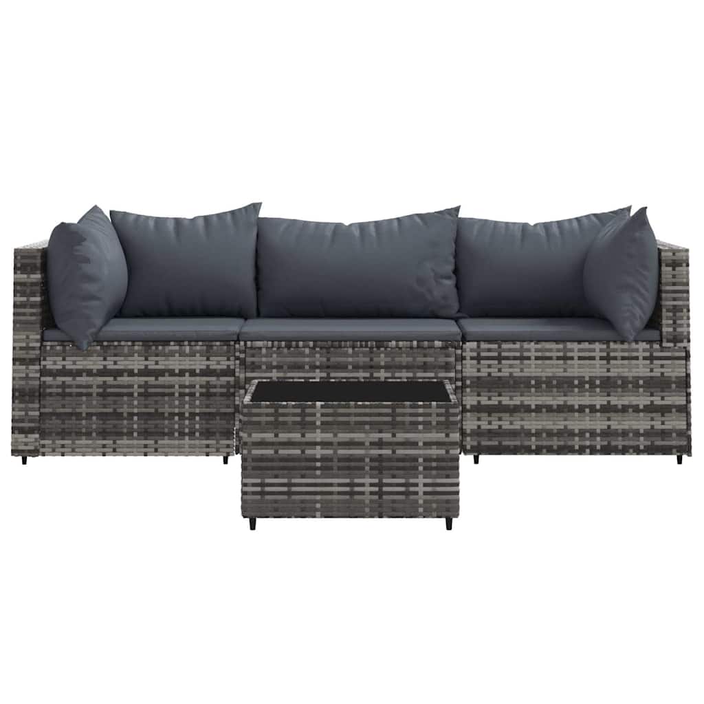 Vidaxl 4-delige loungeset met kussens poly rattan grijs