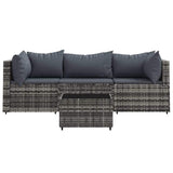 Vidaxl 4-delige loungeset met kussens poly rattan grijs