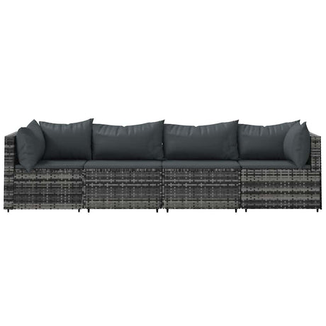 Vidaxl 4-delige loungeset met kussens poly rattan grijs