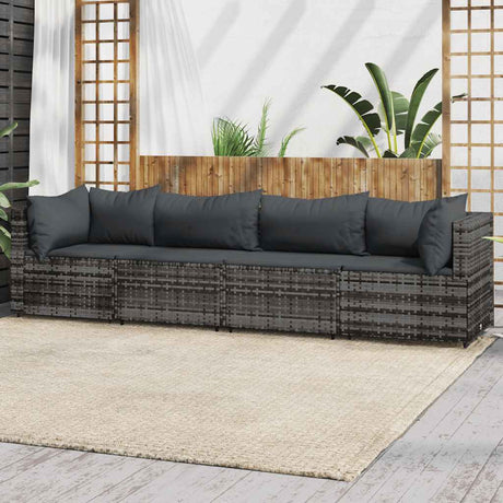 Vidaxl 4-delige loungeset met kussens poly rattan grijs