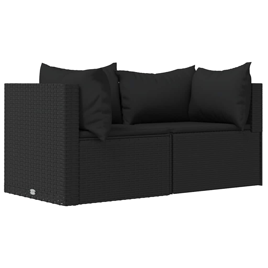 Vidaxl 3-delige loungeset met kussens poly rattan zwart