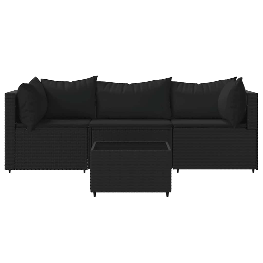 Vidaxl 4-delige loungeset met kussens poly rattan zwart