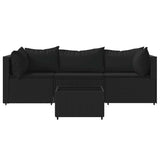 Vidaxl 4-delige loungeset met kussens poly rattan zwart