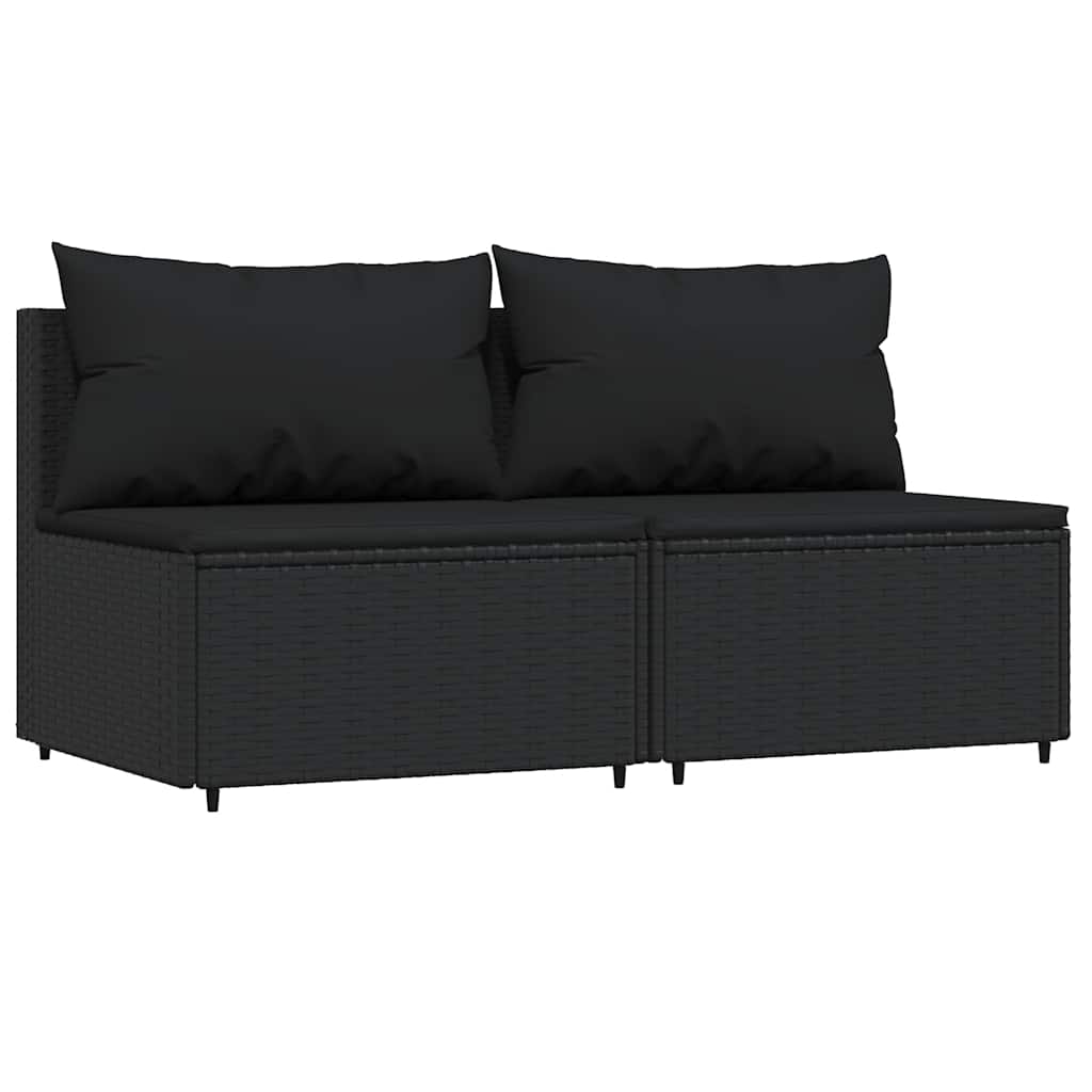 Vidaxl 3-delige loungeset met kussens poly rattan zwart