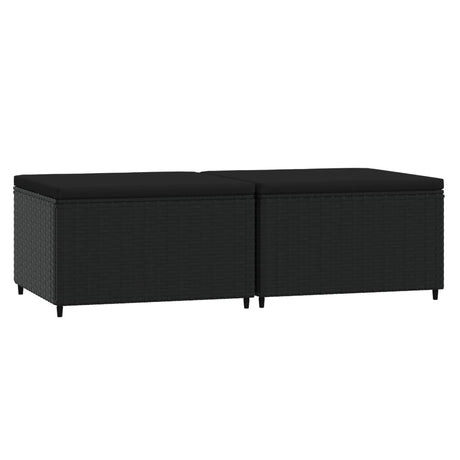 Vidaxl voetensteunen 2 st met kussens poly rattan zwart