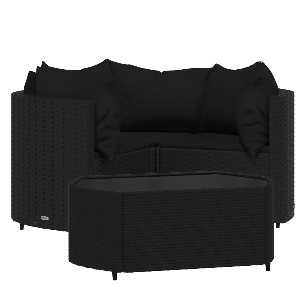 Vidaxl 4-delige loungeset met kussens poly rattan zwart