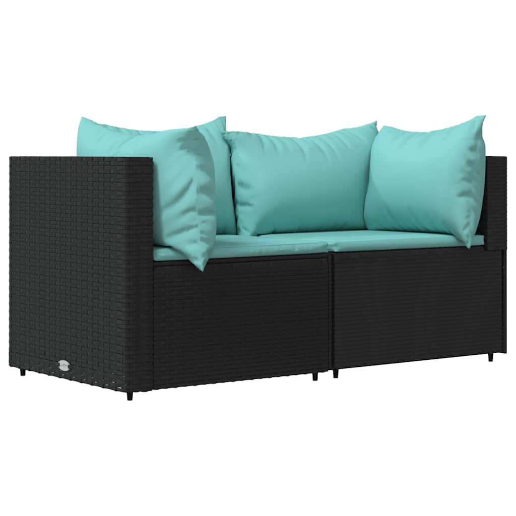 Vidaxl tuinhoekbanken met kussens 2 st poly rattan zwart