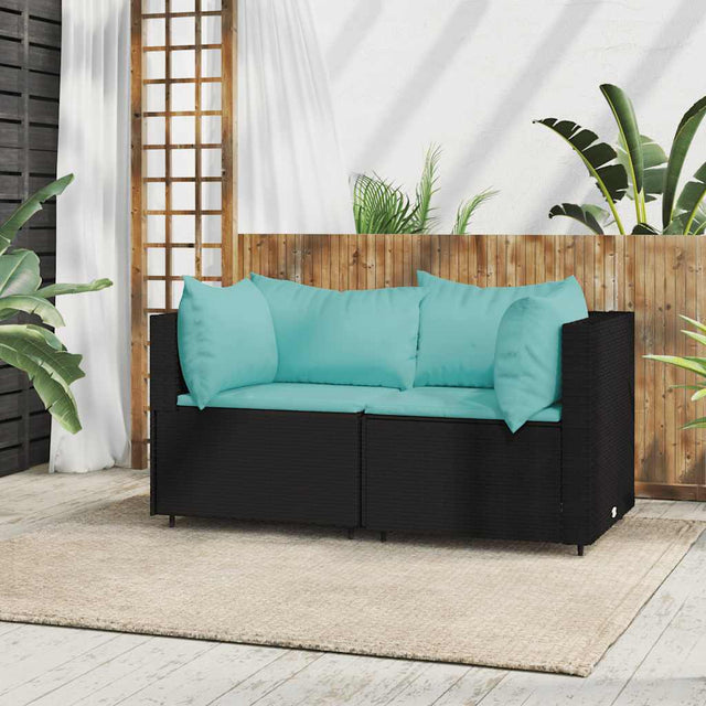 Vidaxl tuinhoekbanken met kussens 2 st poly rattan zwart
