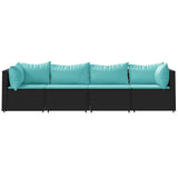 Vidaxl 4-delige loungeset met kussens poly rattan zwart