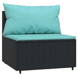 Vidaxl tuinmiddenbanken met kussens 2 st poly rattan zwart