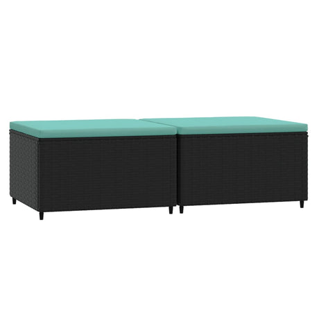 Vidaxl voetensteunen 2 st met kussens poly rattan zwart