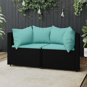 Vidaxl tuinhoekbanken met kussens 2 st poly rattan zwart