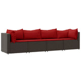 Vidaxl 4-delige loungeset met kussens poly rattan bruin